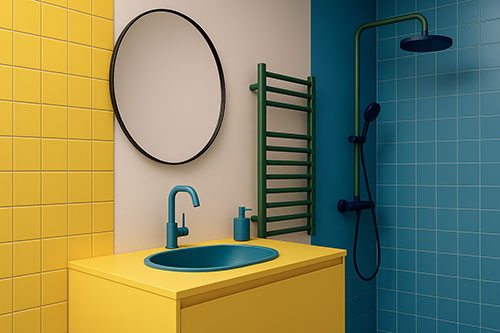 decoration salle de bain style colorée et pop